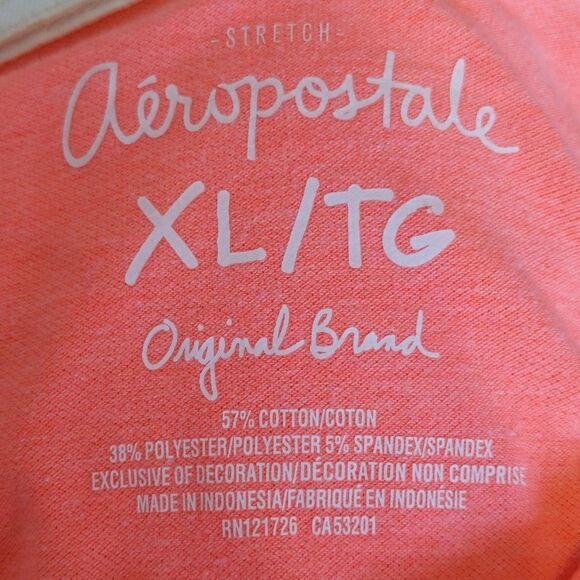 Aeropostale womens' A87 pique polo shirt, short sleeve, coral orange/pink XL - Picture 7 of 10